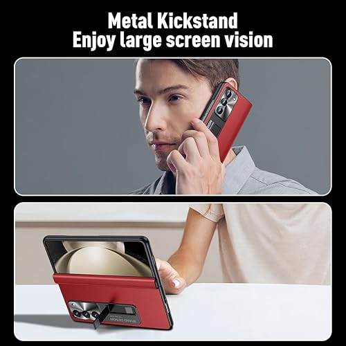 Vista 32 de Funda para Samsung Galaxy z-Fold-5: Funda transparente para teléfono con protección de bisagra de cubierta completa, funda transparente con Negro