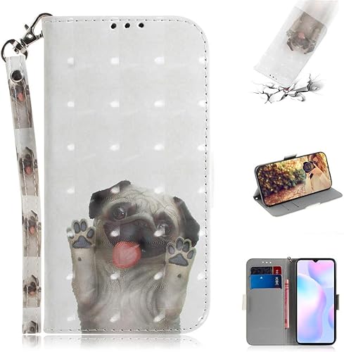 Miniatura 6 de EMAXELER Xiaomi Redmi 9A Funda 3D Creativo Patrón de Dibujos Animados PU Cuero Flip Wallet Case Kickstand Tarjetas de Crédito Ranura Stand Case
