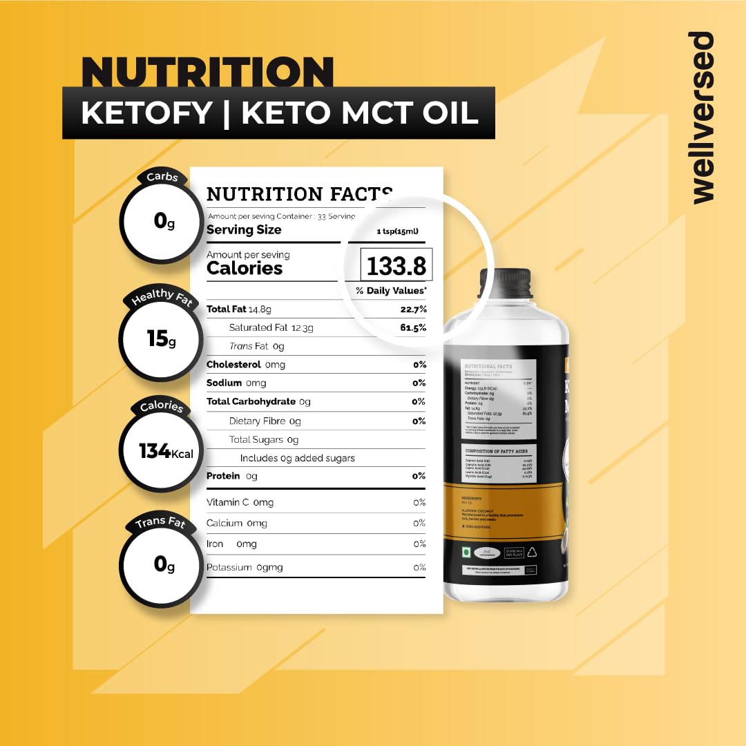 Ketofy - Keto MCT Oil (500ml) | Sourced from Pure Coconut | Enriched with C8 and C10 MCT Oil | For Weight Management, Instant Energy, and Intense Focus | Keto MCT Oil for Bulletproof Coffee - Image 6 thumbnail