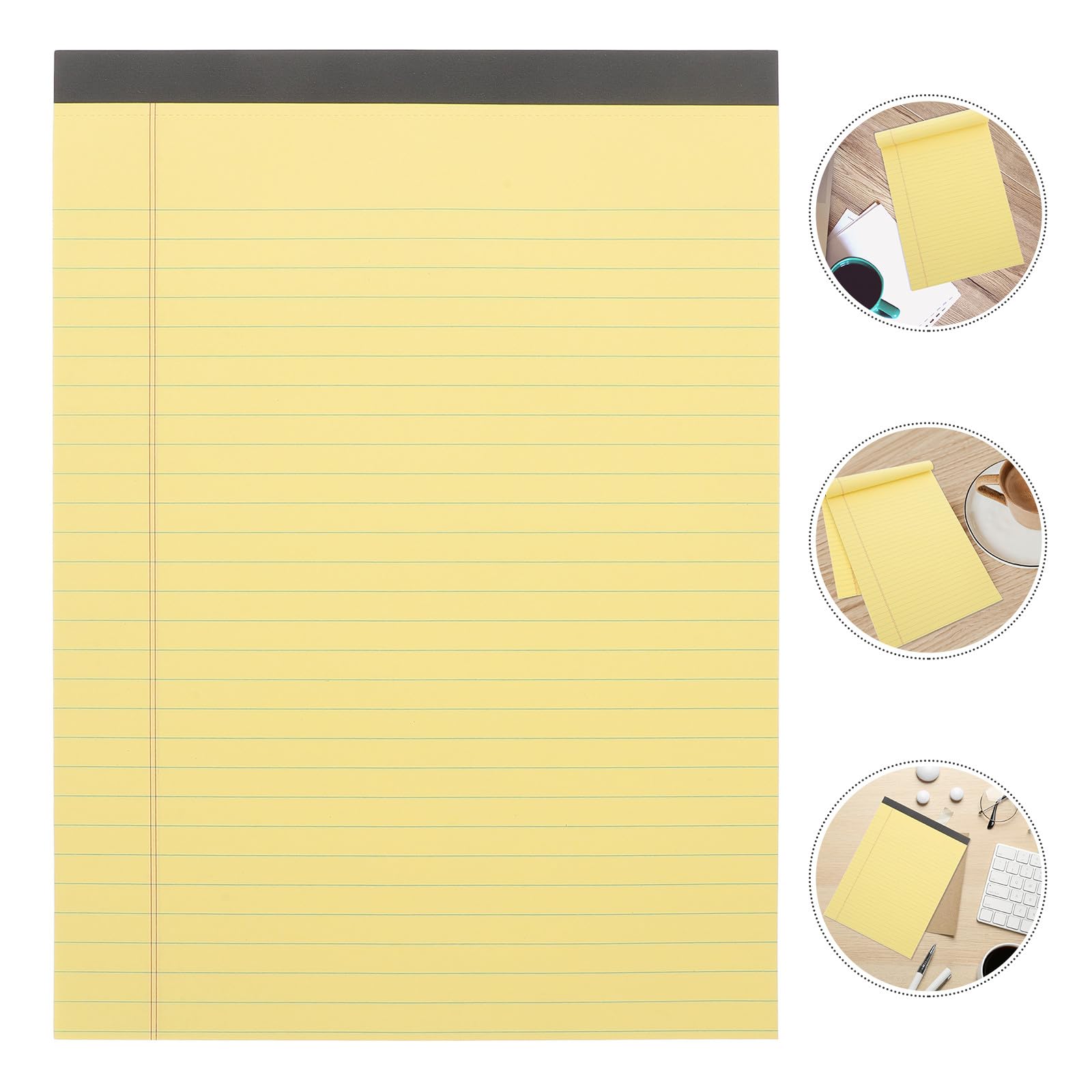 Blocco Note A4 Giallo Confezione 4 Pezzi Carta Spessa senza Data Righe Orizzontali Quaderno Portatile per Appunti e Pianificazione da Scrivania