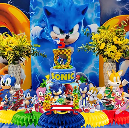 9 Pcs Of Sonic Honeycomb Centerpieces, Table Decorations, Baby And Kids Hedgehog Birthday Party Supplies. #TOP3