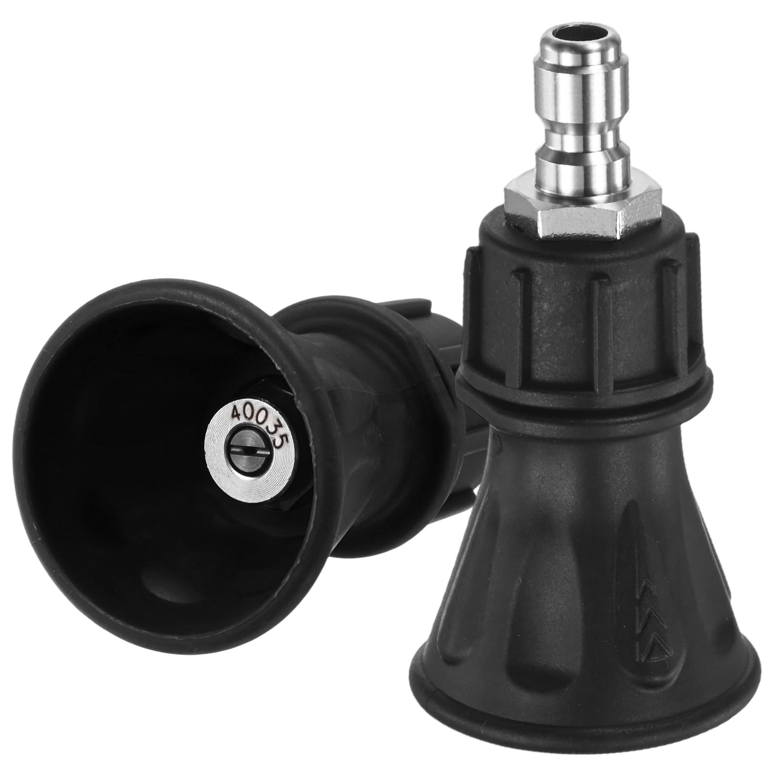 M METERXITY 2-Pack Pressure Washer Nozzle Guard, 40 Degree Power Washer Nozzle with Rubberized Protection for High Efficiency Cleaning, 1/4" Quick Connect, Orifice 3.5 [Black]