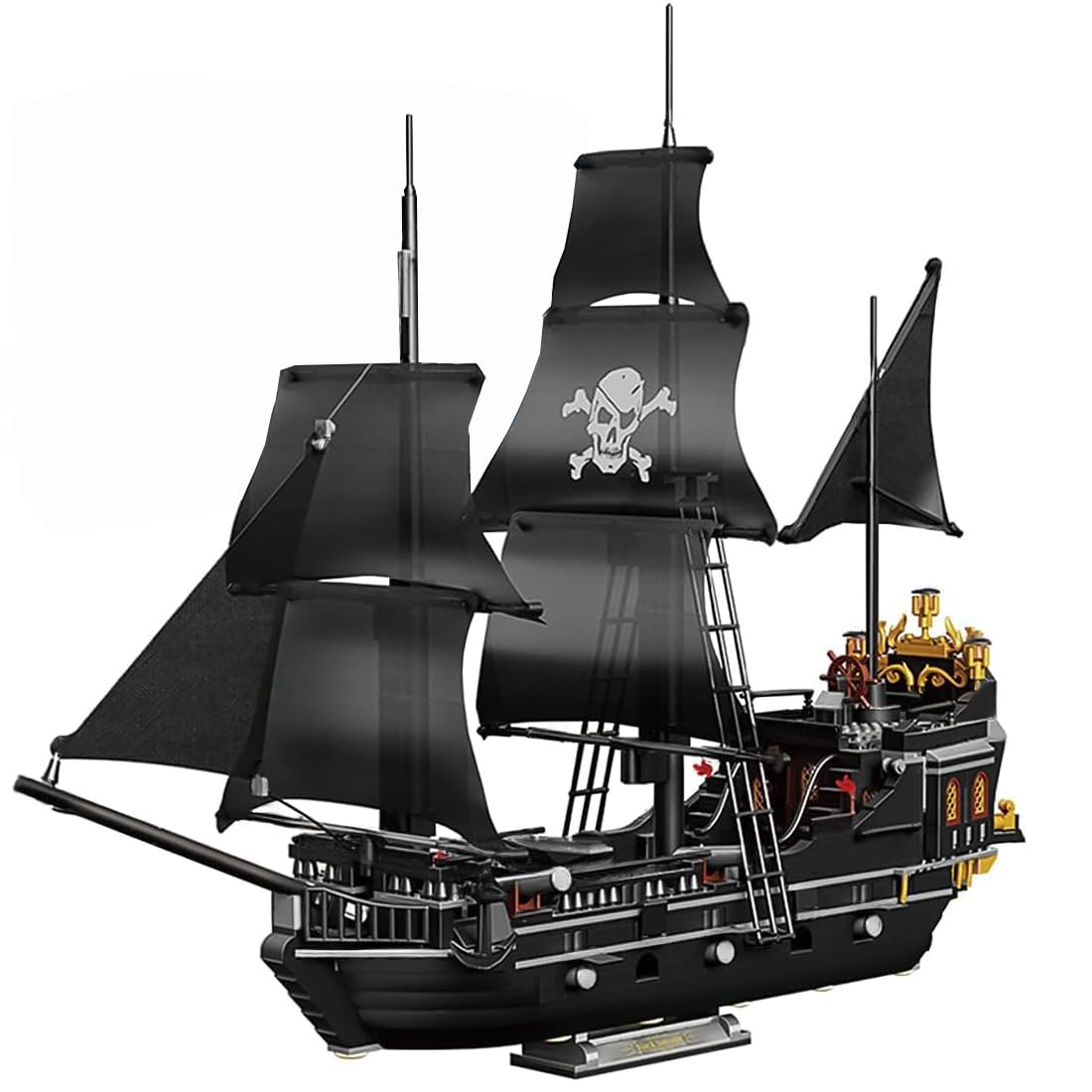 Kekeduo Black Pearl Pirate Ship Model Building Block Set, 1424Pcs Diy Mirco Bricks Sorcerer Ship Model Building Kit Sailboat Construction Gifts For Adults And Teenager