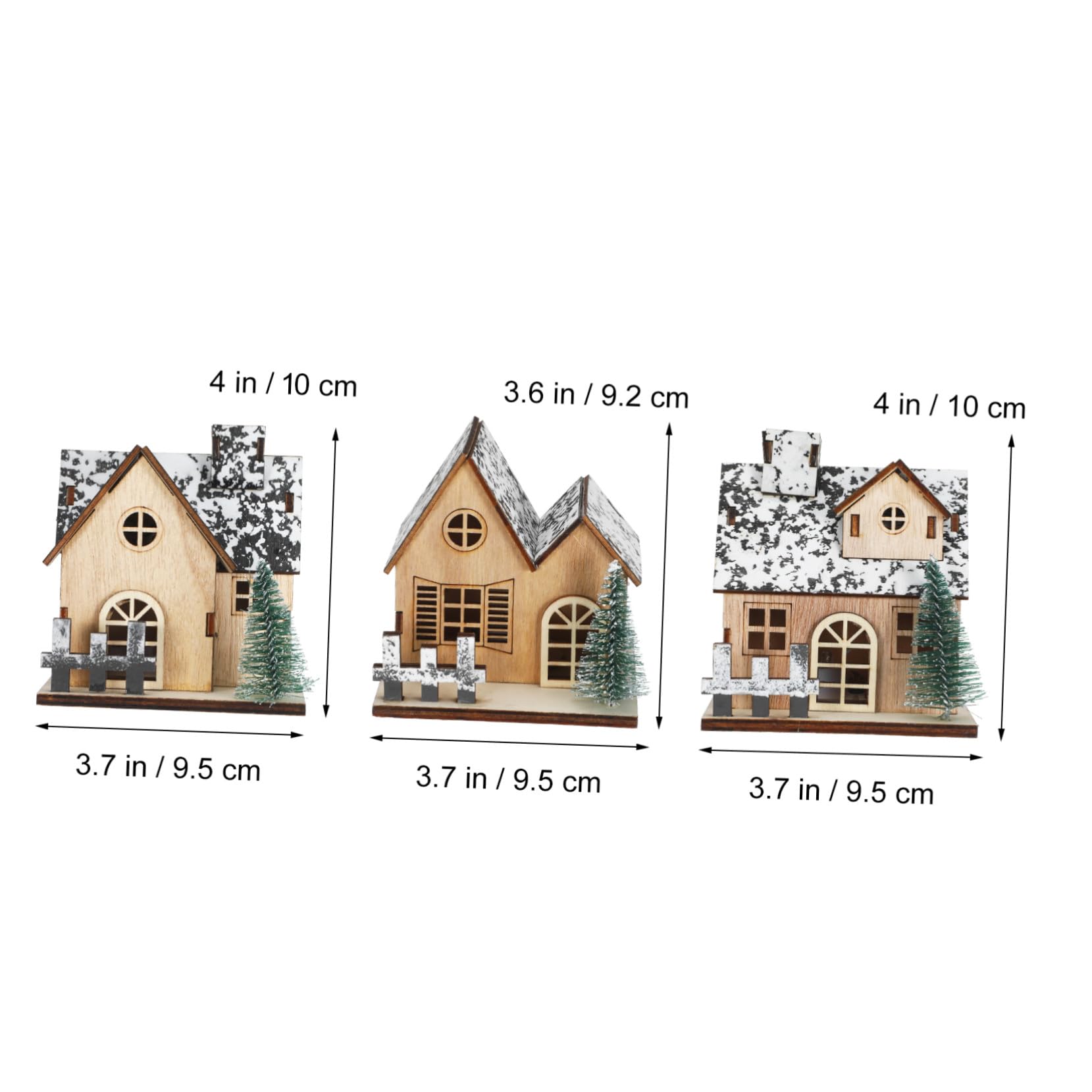 SUPVOX 3pezzi Casetta di Natale in Legno Illuminata LED Set di Villaggio Natalizio Mini Case per Decorazioni Artigianali Esposizione di Villaggio Natalizio