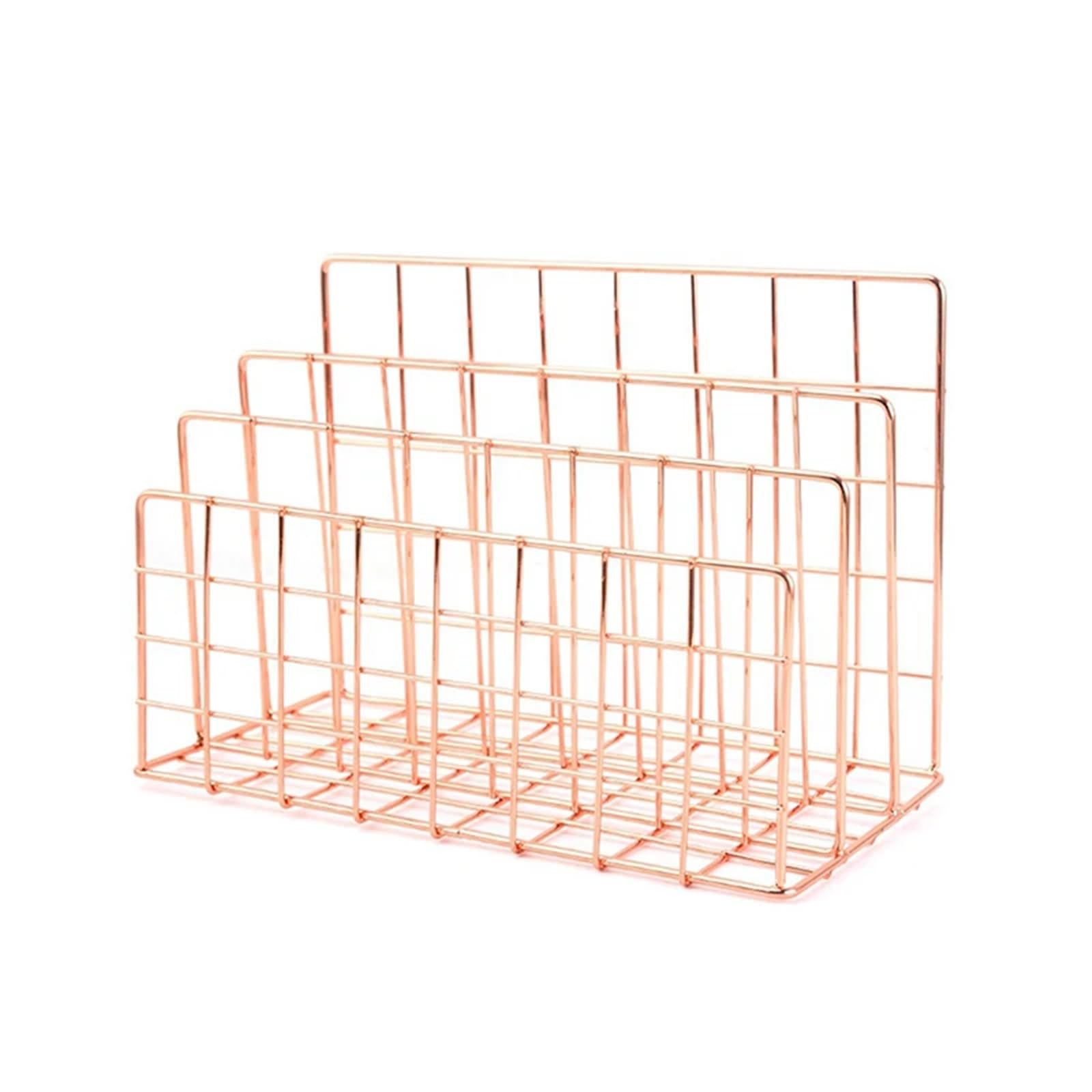 LOVSSU Newspaper Rack Stationery Organizer Notebook Stand Rack 3-Layer Metal Iron Mesh Holder For Magazine Document File Book Office(S Rose Gold)