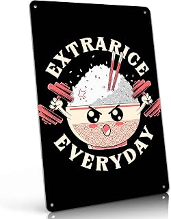 Extra Rice Everyday Gym Pun Metal Sign 8 x 12 Inch | Home Gym & Kitchen & Dining Room & Man Cave & Garage Wall Decor, Gift for Fitness Lovers & Rice Food Lovers & Home Gym Owners