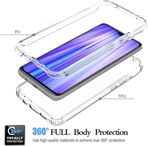 Miniatura 3 de Gufuwo Funda para Redmi Note 8 Pro M1906G7I con protector de pantalla de vidrio templado, carcasa rígida de diseño floral de cuerpo completo + funda