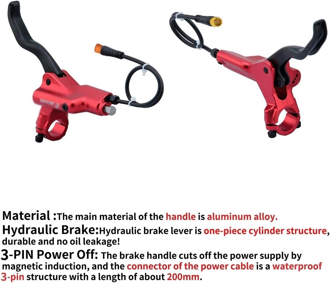 Hydraulic Brake Set with Rotors 2-Pistons E-Bike 3-PIN Power-Off Disc Brake Caliper Lever Included Mounting Adapter
