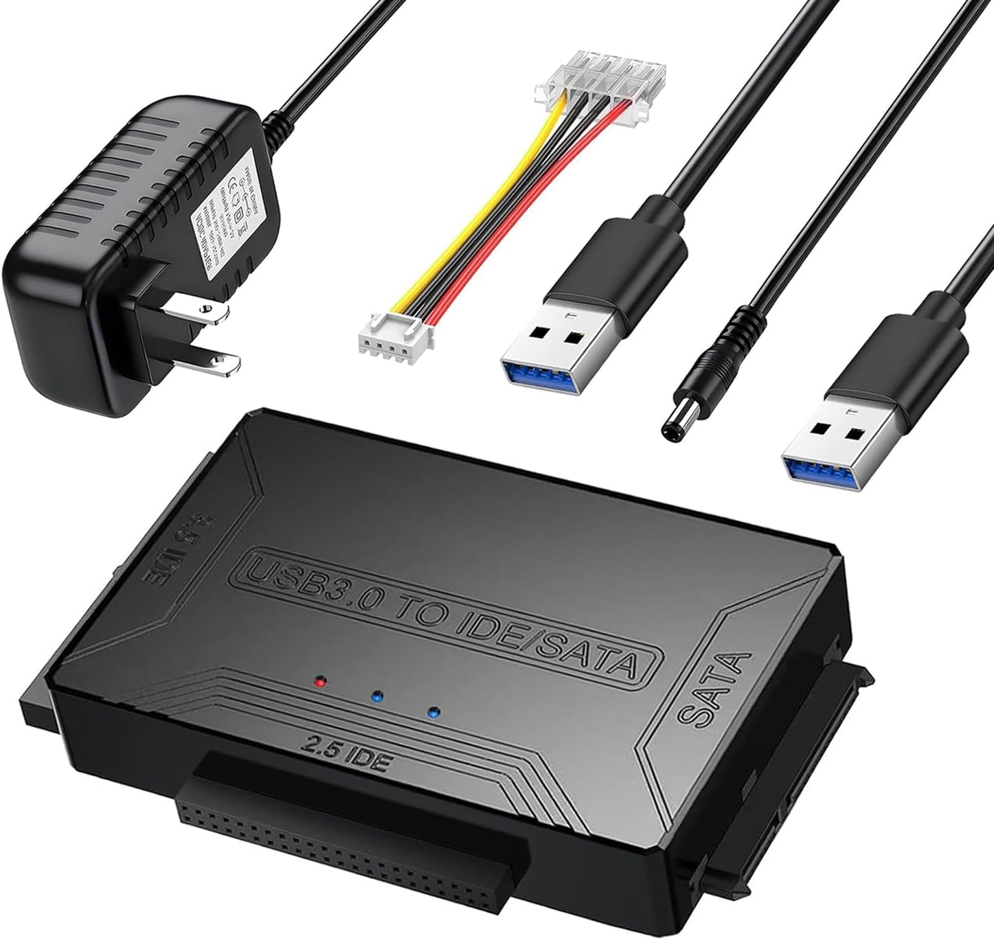 USB 3.0 to SATA IDE Adapter，Hard Drive Reader,IDE Sata to USB External Data Recovery Converter,for Universal 2.5 3.5 HDD SSD Hard Drive Disk