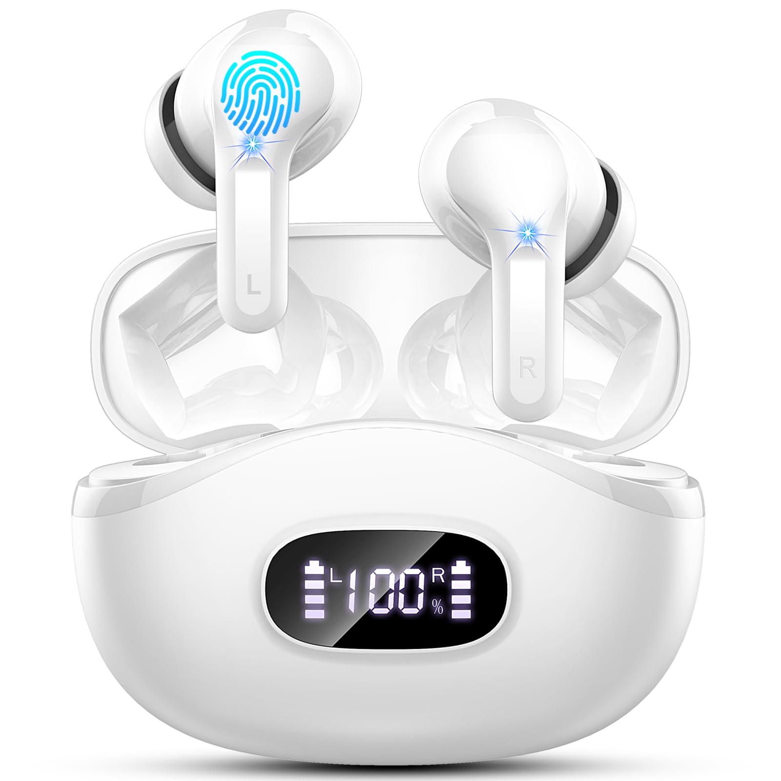Bluetooth Kopfhörer, Kopfhörer Kabellos Bluetooth 5.4, 50Std Bass HiFi-Stereo, ENC Noise Cancelling Wireless Earbuds, USB-C in Ear Ohrhörer, IP-X7 Wasserdicht Headphones Sport Joggen Gym iOS Android