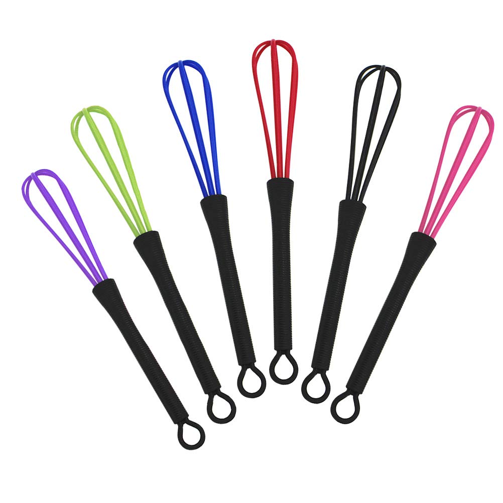 6 Pcs Colorful Mini Whisks for Hair Dye Color Mixing, 7 x 1.2 in, Balloon Salon Barber Hairdressing Hair Color Dye Cream Whisk Kitchen, Mixer Tool for Blending, Whisking, Beating and Stirring
