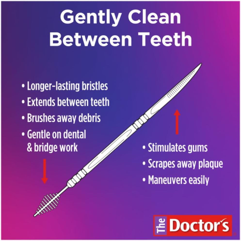 The Doctor's BrushPicks Interdental Toothpicks, Soft Rubber Dental Picks for Teeth Cleaning, Removes Food Debris, Gum Care, Portable Dispensing Case, 275 Count (Pack of 3)