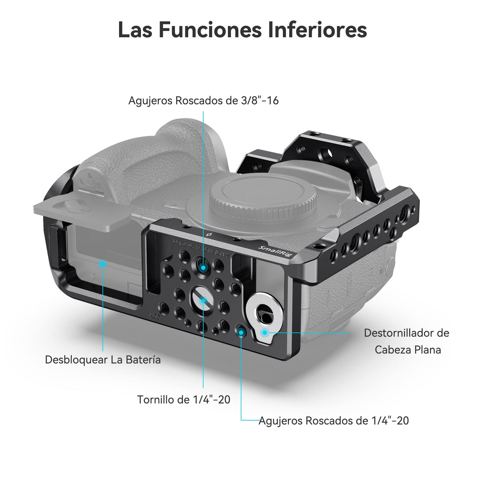 SMALLRIG (Nueva Versión) GH5 / GH5S Cage Jaula para Panasonic GH5 / GH5S con NATO Rail, Hecho de Aleación de Aluminio Solo 190g - CCP2646 | Roscas de 0.6 cm-50.8 y 1 cm-16 para ARRI