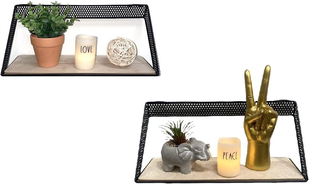 THE NIFTY NOOK Floating Wall Shelves Shelf Storage Organization Kitchen Living Room Bathroom Modern Decor - Set of 2