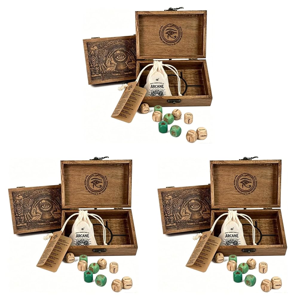 Oracle Dice Set Wahrsagerei Holz Box graviert 10-teilig Spielzeug | Oracle Dice Set Wahrsagerei Holz Box graviert 10-teilig mit mystischen Symbolen und täglichem Gebrauch