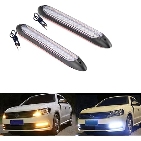 Amazon Gzruica 流れるウインカー シーケンシャルウインカー デイライト Ledテープライト 防水 高輝度チップ ホワイト アンバー切り替え可能 車用 15 5cm 黒ベース Dc12v 汎用 2本セット 一 Ledテープ 車 バイク