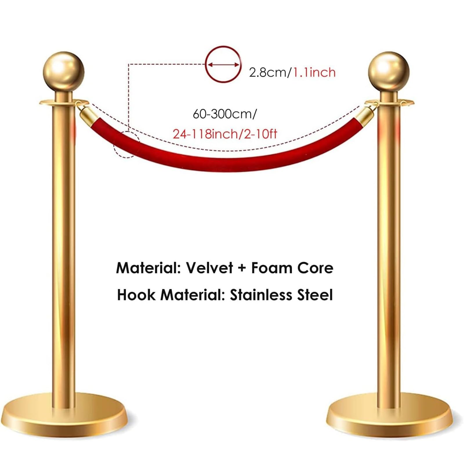 Corde Di Velluto E Ritorte Per Pali Di Barriera - EU - Foto 3