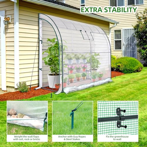 image for Lean to Greenhouse with 3-Tier Shelves: Ohuhu Portable Walk-in Wall Mo