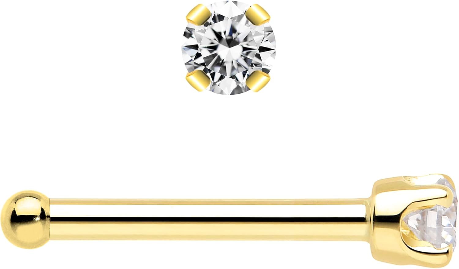 Body Candy 14k Solid Gold Nose Ring Studs - 2mm Lab Grown Diamond Created by MasterJeweler - Nose Bone Nose Ring Real Gold Nose Ring Piercing Jewelry for Women, Men