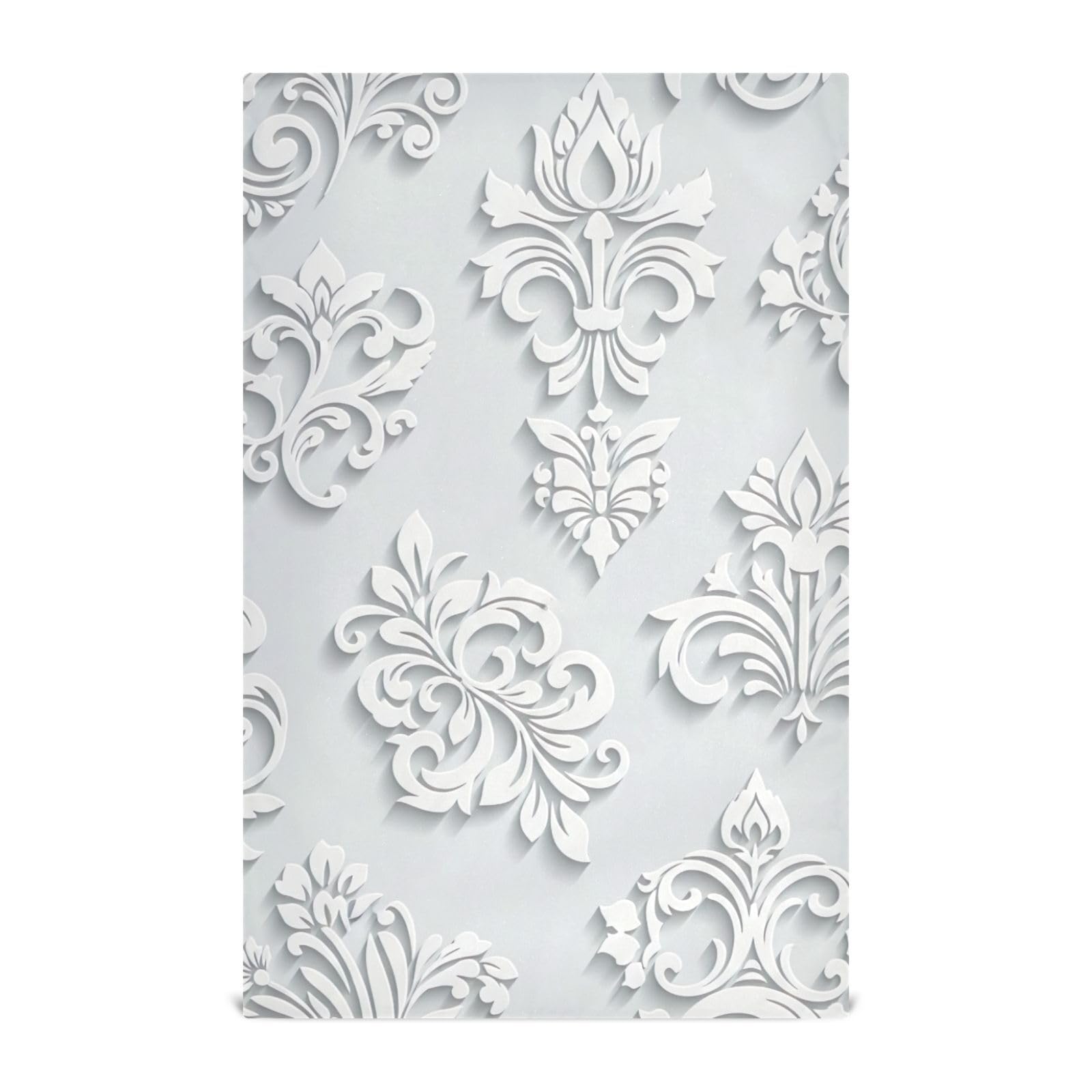 Torchon de cuisine fin haut de gamme GAIREG 71x45.7cm au motif floral gris épuré