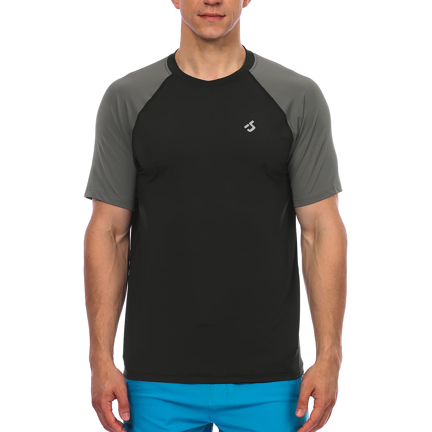Mens Rash Guard UPF 50+ Short Sleeve Swim Shirt