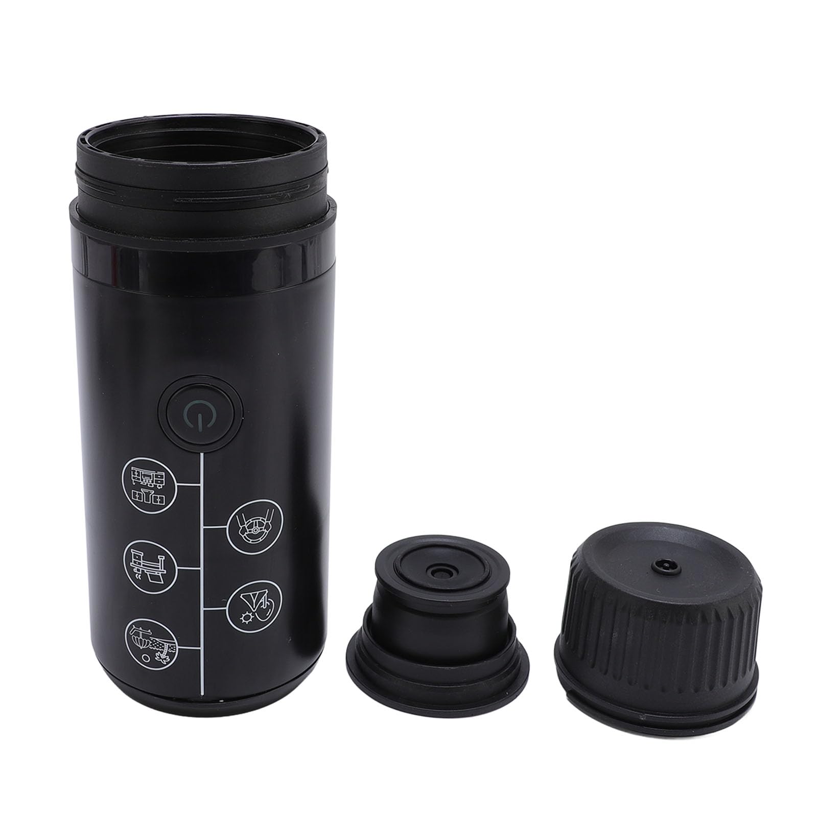 Macchina da caffè elettrica Portatile, Serbatoio da 120 ml, Tazza da 250 ml, Design Compatto, 17 Bar, per Viaggi e campeggi (Nero)