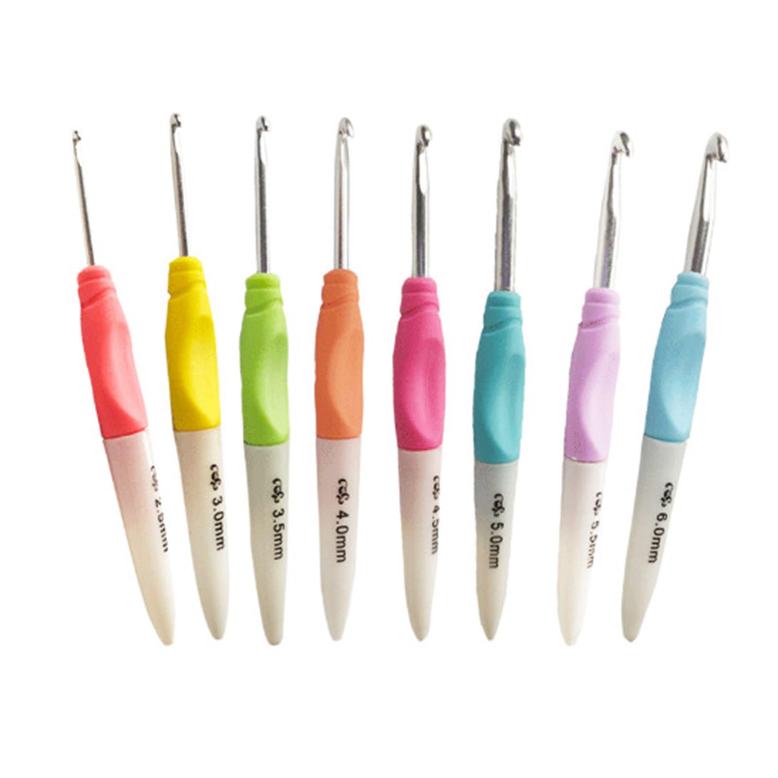 8Pcs Ergonomic Crochet Hook for Beginner Hobbyist Weaving Crocheting Knitting Hook Needle 2.5mm-6mm Colorful Set