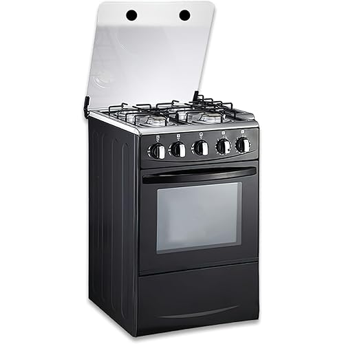20" gas stove - equipped with 4 coil burners and stainless steel oven (Black: manual ignition)