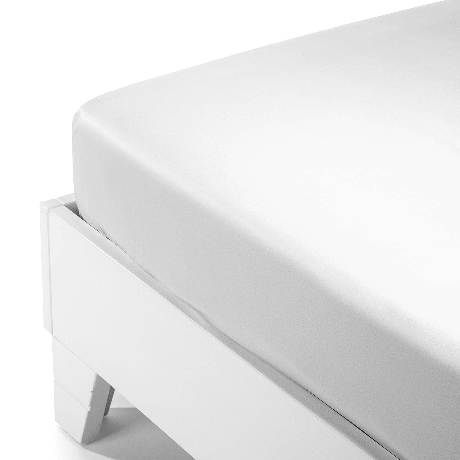 Drap plat en satin de coton Caleffi blanc literie haut de gamme lit double