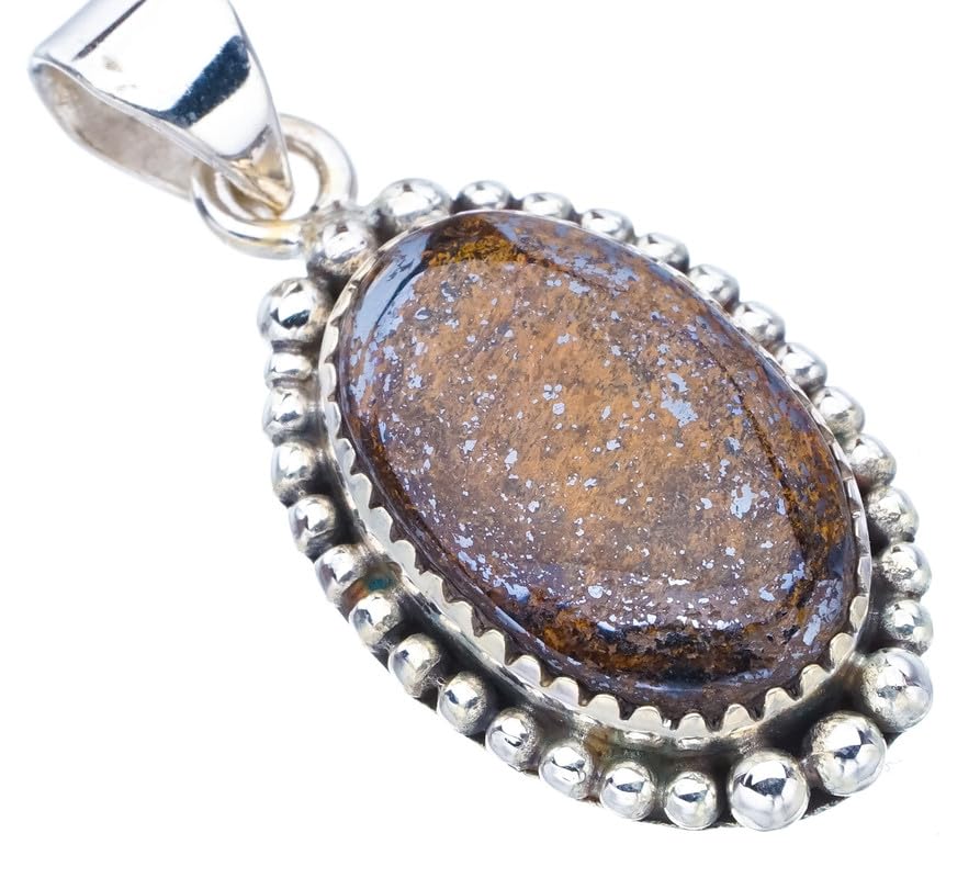 Pendentif en bronzite naturelle StarGems serti sur argent 925 massif