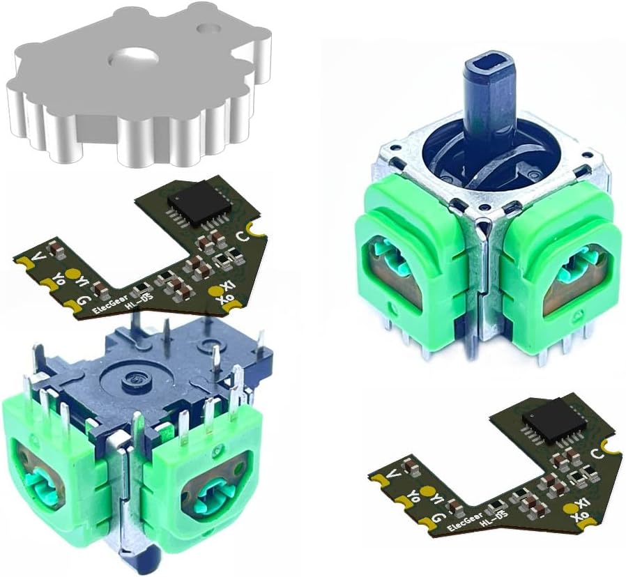 ElecGear 2x TMR Joystick and Desoldering Heating Plate Replacement for PS5 Edge Controller, Calibration PCB, TMR Hall Control Stick and Soldering Wick Repair Tools – (TMR-DSE)