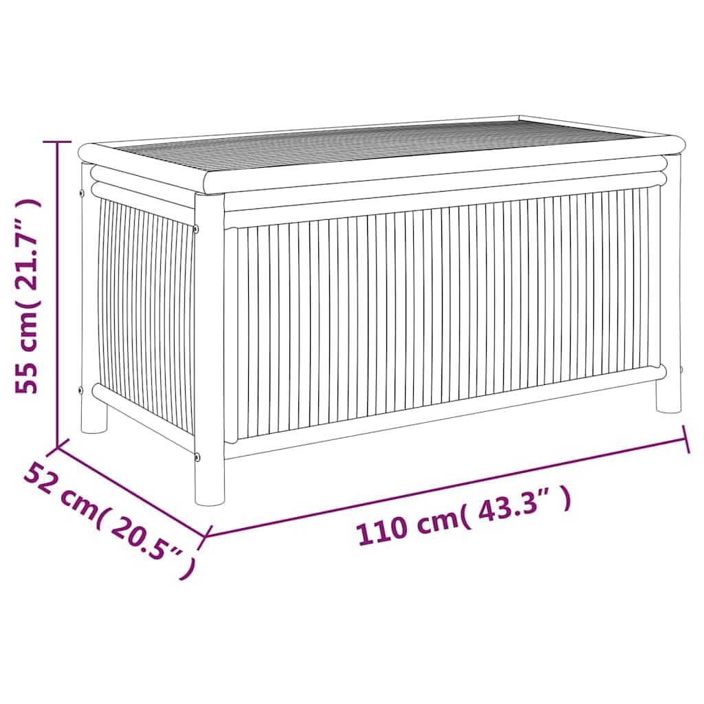 vidaXL Boîte de Rangement de Jardin 110x52x55 cm Bambou, boîte de Rangement extérieure, boîte de Couverture, Mallette de Rangement, Coffre à Outils