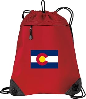 Broad Bay Colorado Flag Drawstring Backpack Bag Colorado Cinch Pack - UNIQUE MESH & MICROFIBER