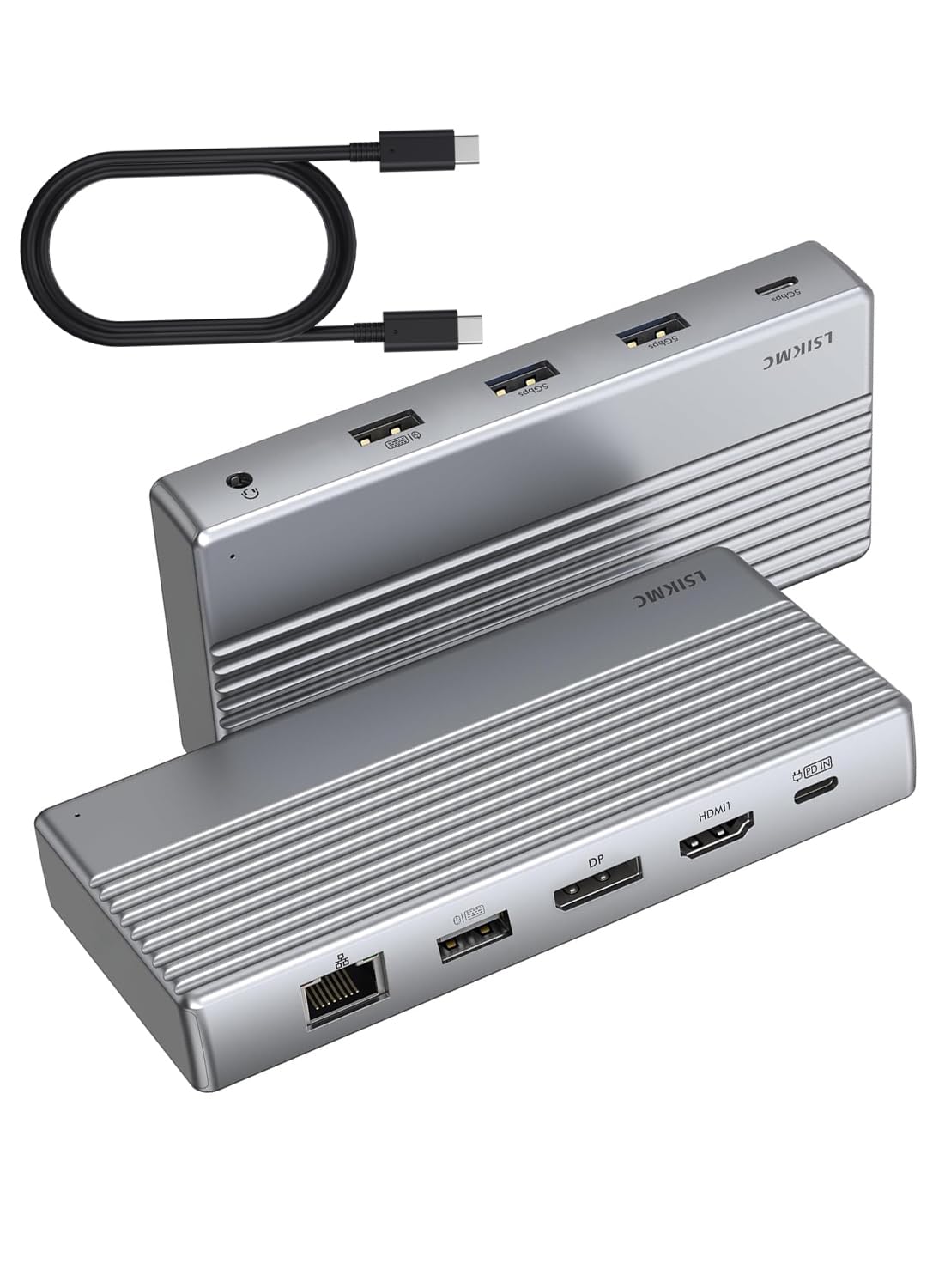 Dual Monitor Docking Station 4K@60Hz, USB C Laptop Docking Station with HDMI 4K, DP(4K@144Hz), 87W PD, Ethernet, 4USB/SD/TF Card for MacBook/Dell/Lenovo Laptops