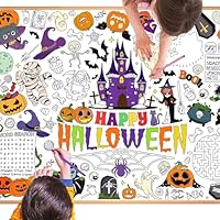 HOWAF Halloween Giant Colouring Poster for Kids, Pumpkin, Witch, Ghost, Spooky Colouring Book Paper Party Games & 24 Pens, Gifts for Halloween Activities Kids
