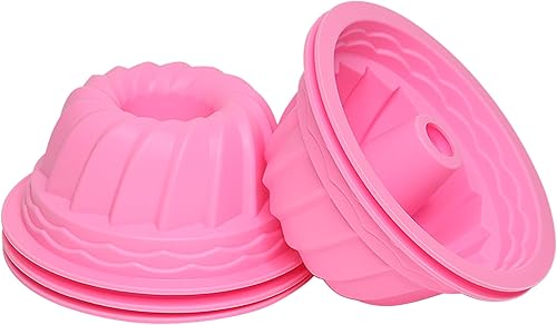 5 moldes redondos de silicona rosa para tartas, moldes de silicona acanalados para tartas