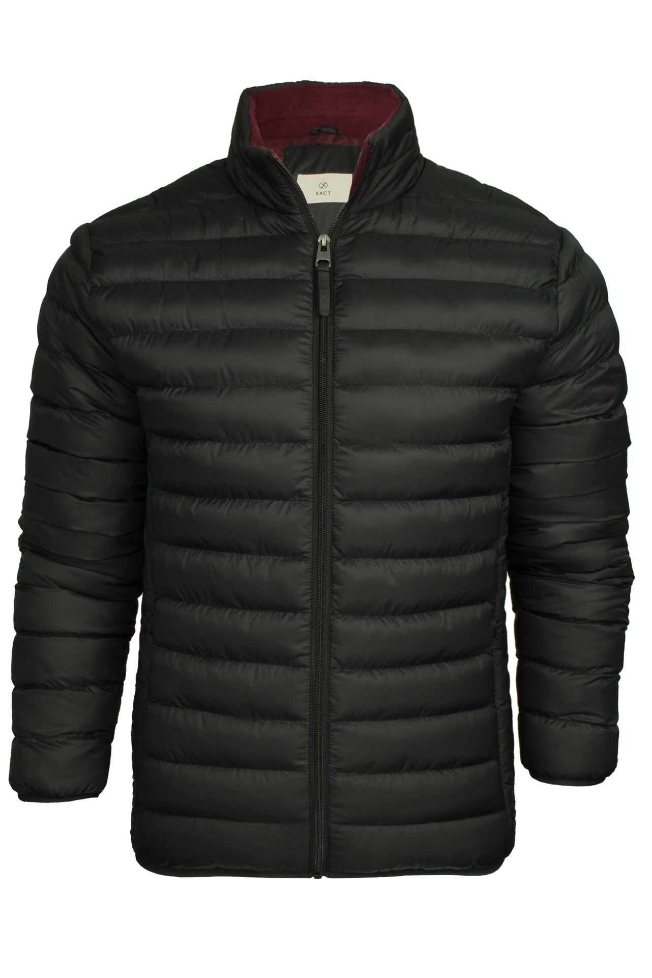 Men's Insulated Funnel Neck Quilted Puffer Jacket, Soft Fleece-Lined Collar, Front Zipped Hand Pockets