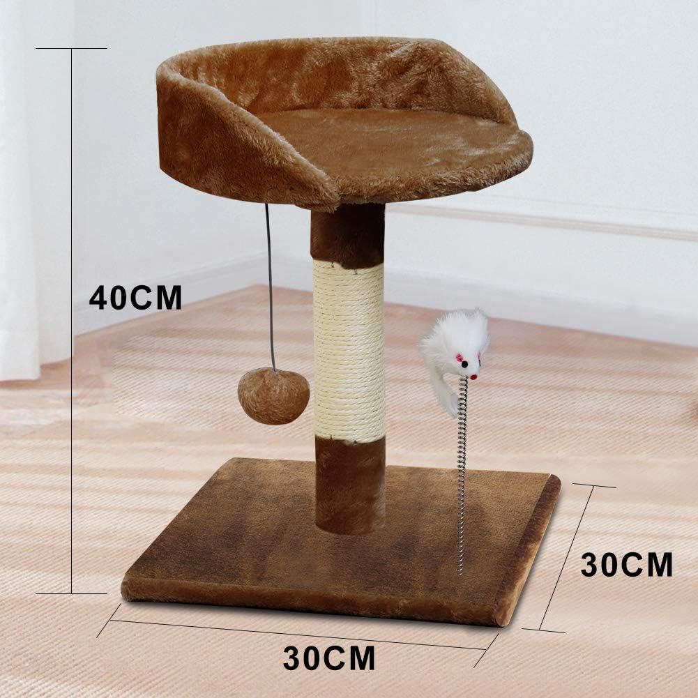KORIMEFA Small Cat Tree Kitten Cat Paw Cat Tower with Natural Sisal Scratching Post Kitten Activity Tree (Brown)