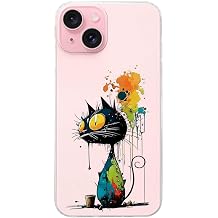 iPhone 15 Plus ile Uyumlu Splash Kedi Tasar ml  Slimfit  effaf Silikon K l f