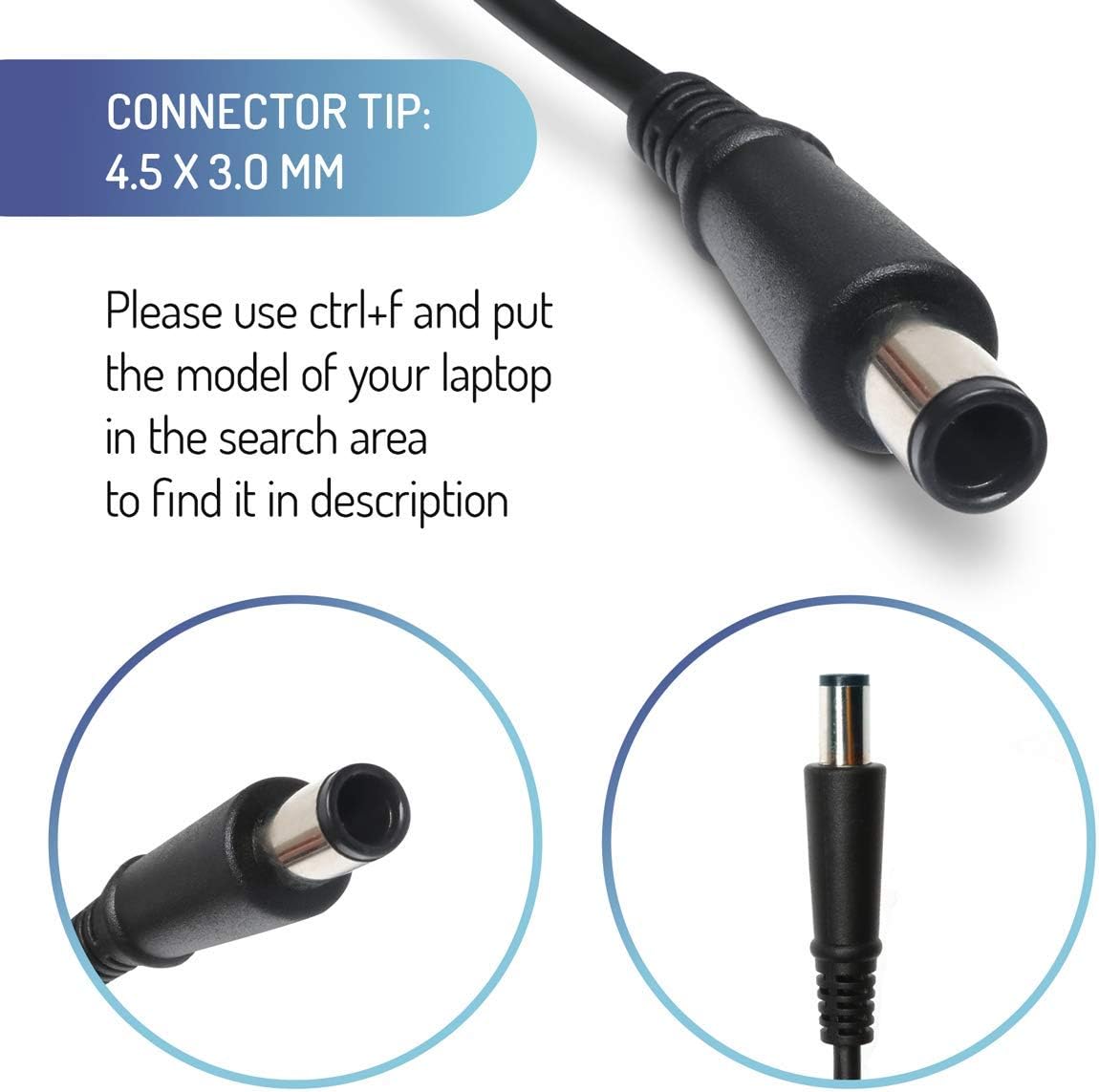 Lavolta 65W 45W Laptop Charger - 4.5 x 3.0mm - Adapter for Dell Inspiron 13 15 5000 5378 5482 5559 5567 5570 5580 5759 5770 Latitude 3500 3590 Vostro 15 3000 3558 3559 5471 Dell XPS 13 9360, la45nm140