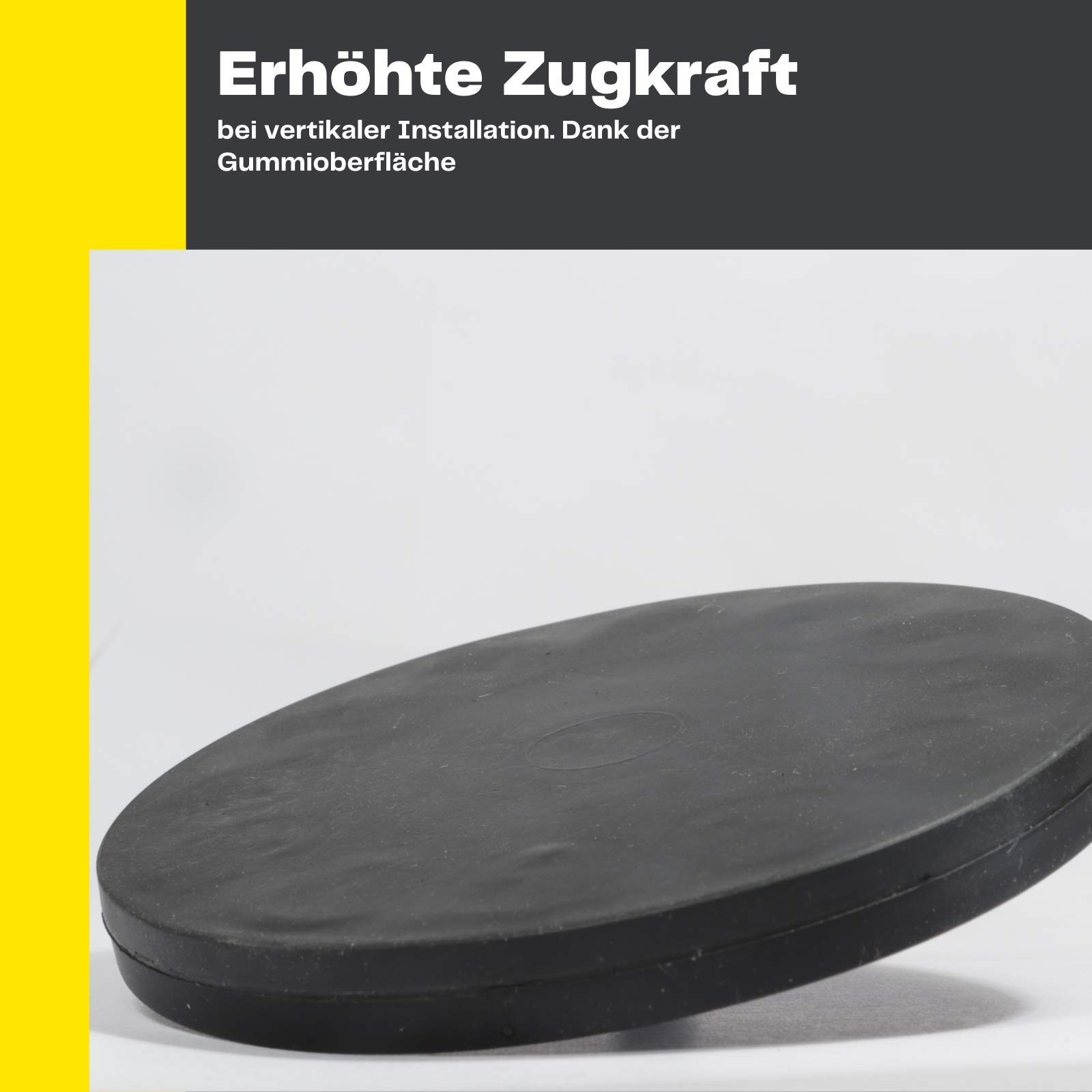 2x Neodym Magnete Gummiert Ø 88mm Mit M8 Außengewinde 55 KG Zugkraft Flachgreifer Magnet Scheibe Topfmagnet Gummi Runde Magnete mit Gewinde für Schrauben Öse oder Haken