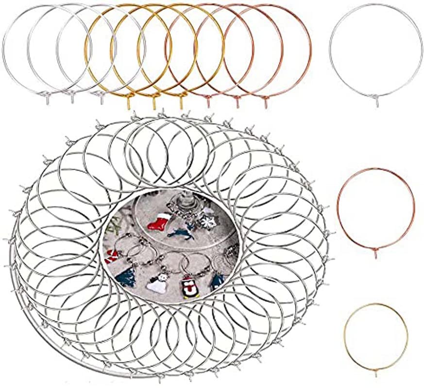 DIY Crafts 20 Pcs, 20mm Nickel Big #16, Wine Charm Rings, Open Jump Ring, Beading Hoop for DIY Wine Charms, Earrings Silver/Gold/ (20 Pcs, 20mm Nickel Big #16)