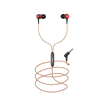 MOZU Audiology 200,Braided Wire,Magnetic Metal Earbuds,L Shape Jack Wired Earphon (Tangy Red)