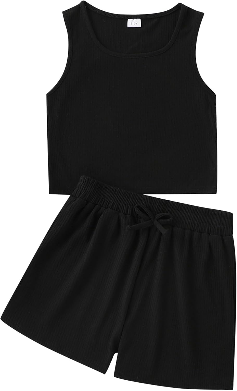 Tween Girls Summer Clothes Ribbed Sleeveless Cropped Top and Shorts Outfit Set Size 8-12