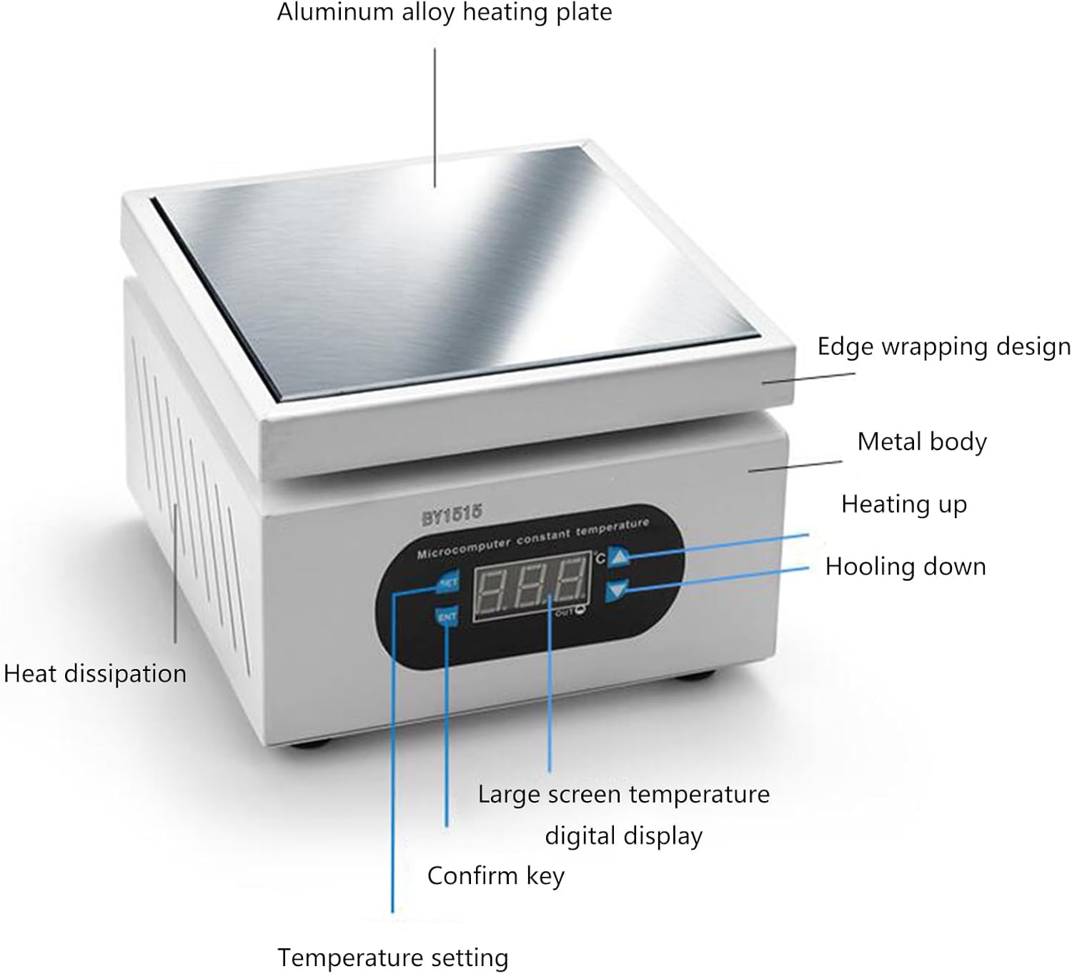 0-400℃ Heating Table,Electronic Hot Plate Preheating Station,Rework Station,Constant Temperature Heating Plate for Mainboard warm-up, component removal, experimentation,etc (BY1515)