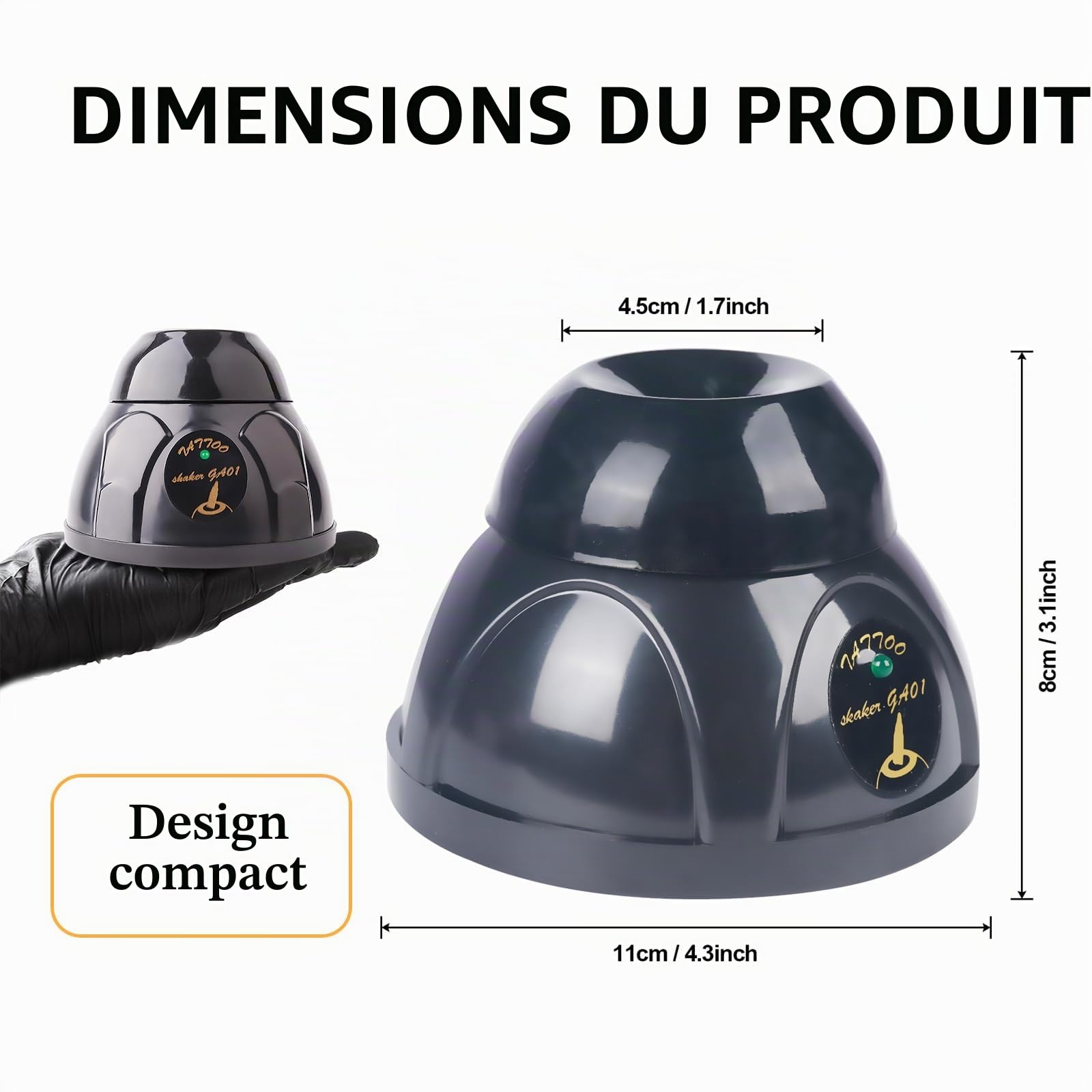 Vortex Mixeur avec 4000 tr/min, Mini Shaker Fonction Tactile, pour Mélanger en Laboratoire, Secouer la Peinture, le Vernis à Ongles, Multi-usage