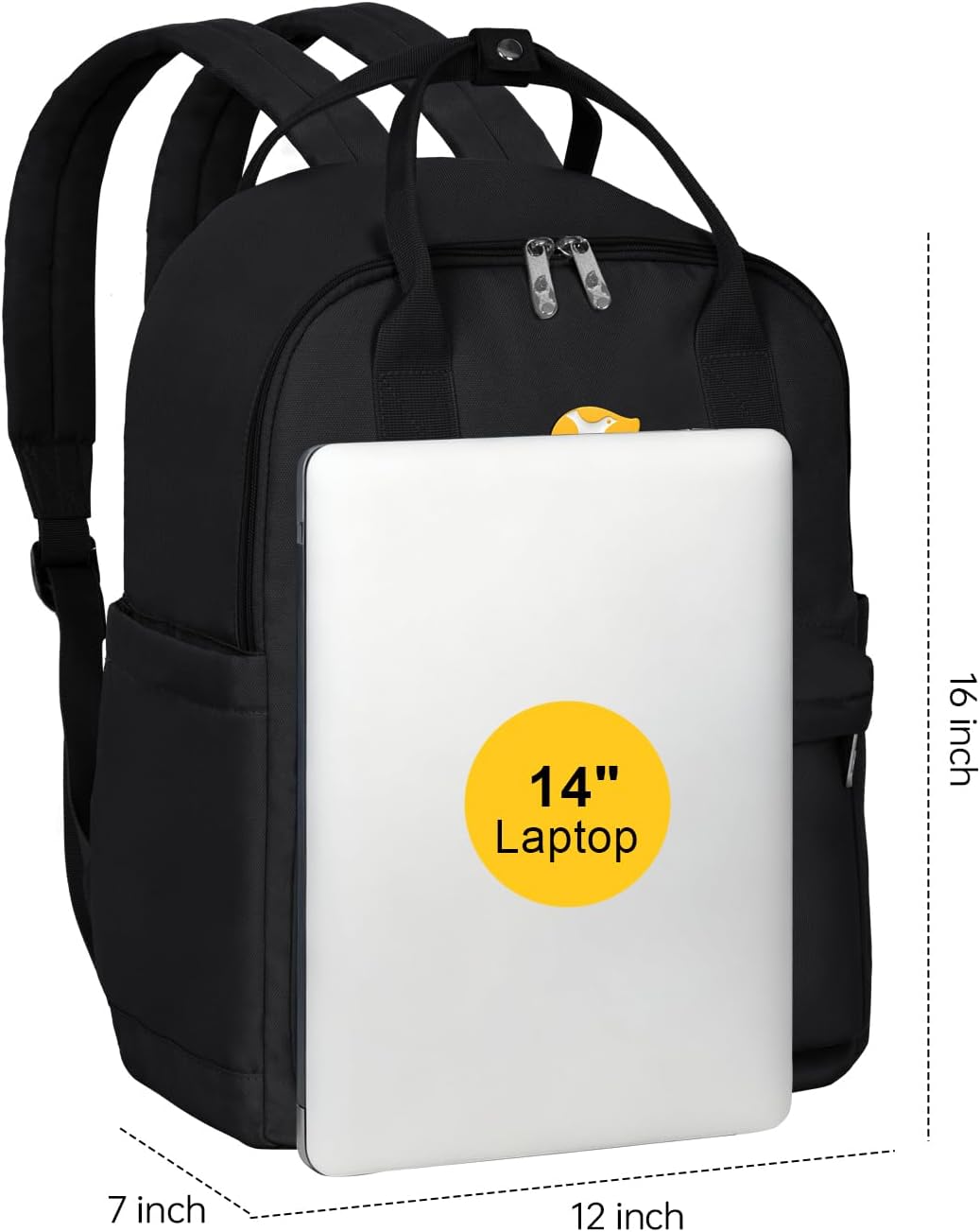 College Backpack for Women and Men, Water Resistant Work Laptop Backpack Gifts for Travel Commute, Lightweight Durable with Adjustable Shoulder Straps and Laptop Compartment (Black) - Image 9