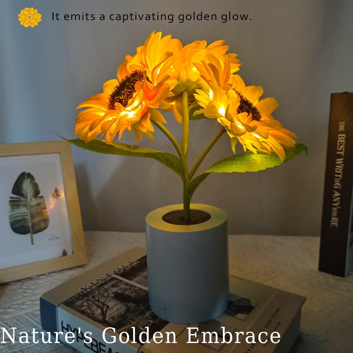 Shimmering Sunflower Lamp, 3-Color Dimming, 3D Realistic Modeling, USB Rechargeable Sunflower Night Light, Artificial Sunflower for Home Decor, Valentine's Day, Birthday, Party Gifts (2PCS)
