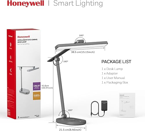 Miniatura 8 de Lámpara de escritorio Honeywell para oficina en casa, H4 Sunturalux™ lámpara de escritorio LED para cuidar los ojos, lámpara de escritorio regulable