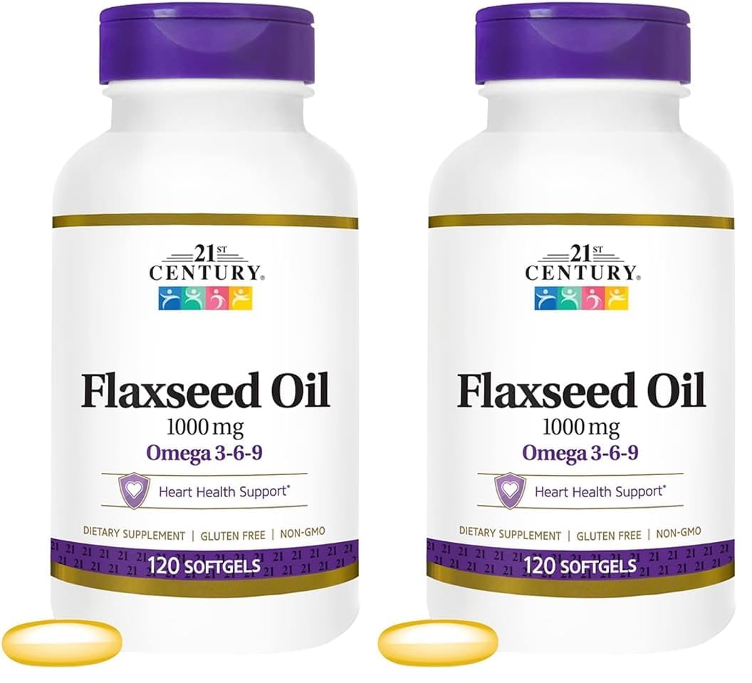 21st Century Flaxseed Oil 1000 Mg Softgels, 120-Count (22871) (Pack of 2) 120 Count (Pack of 2)